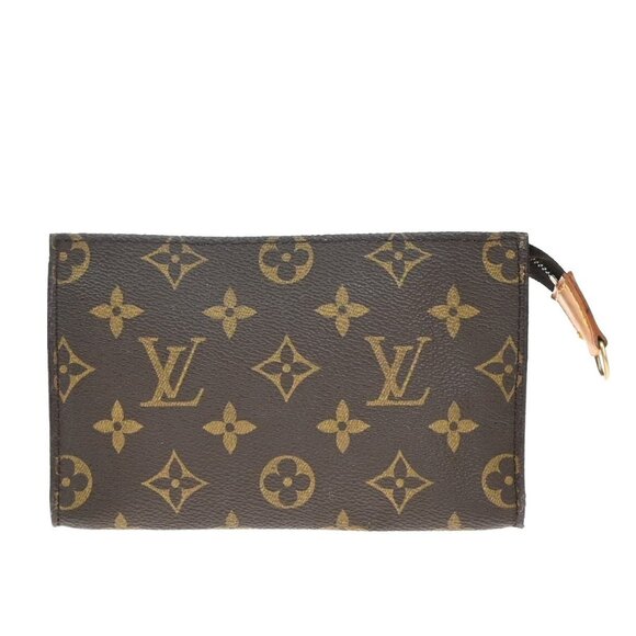 LOUIS VUITTON Logo BUCKET PM Pouch Bag Monogram Leather Brown France 60EF560 - Picture 1 of 13